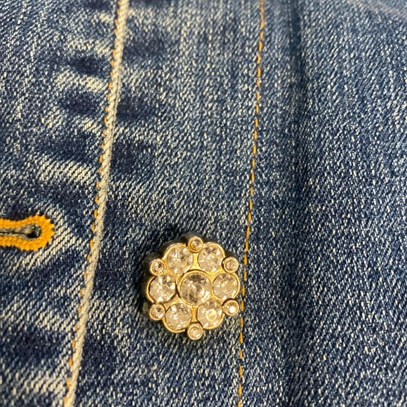 Cache Denim Jacket with Rhinestone Floral Buttons - Picture 6 of 11